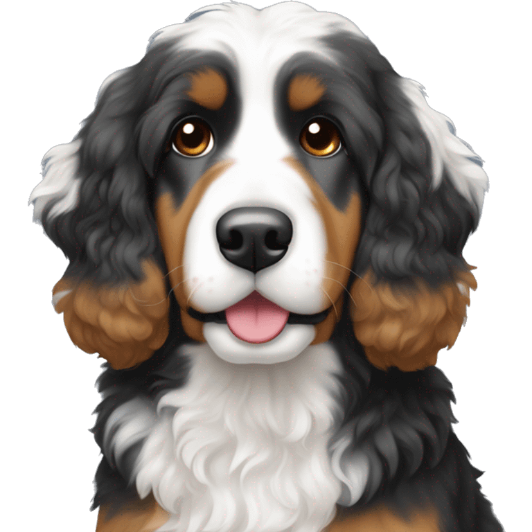 Please create an emojis of my tri colored bernedoodle dog emoji