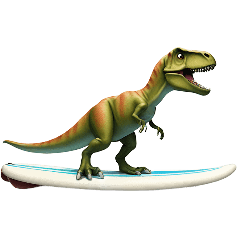 T. rex on a surfboard emoji