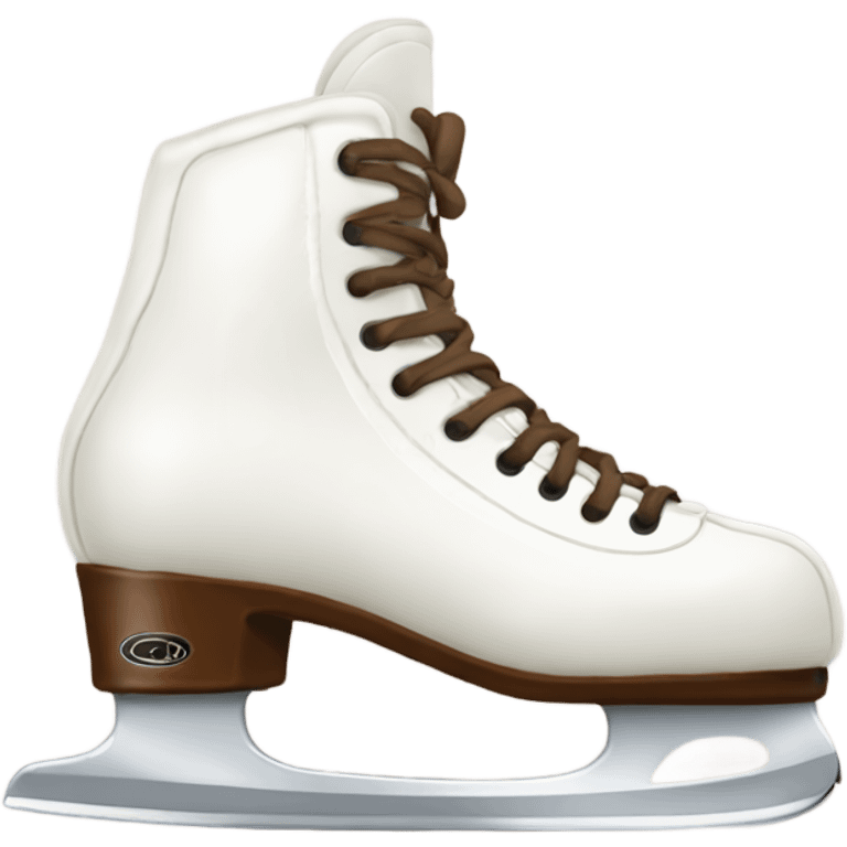 two winter white with brown laces skates emoji