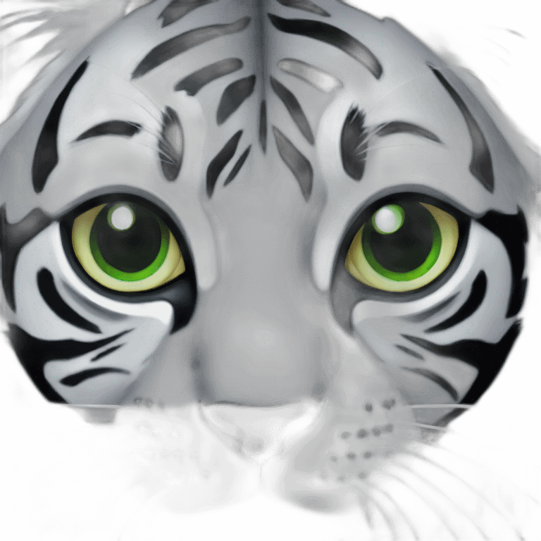 Cat grey tiger eyes green emoji