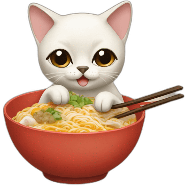 Siamese cat eating ramen emoji