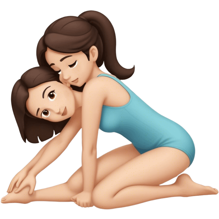 brunette intimate sfw cute pose bending arched curved IN back on hands and knees emoji