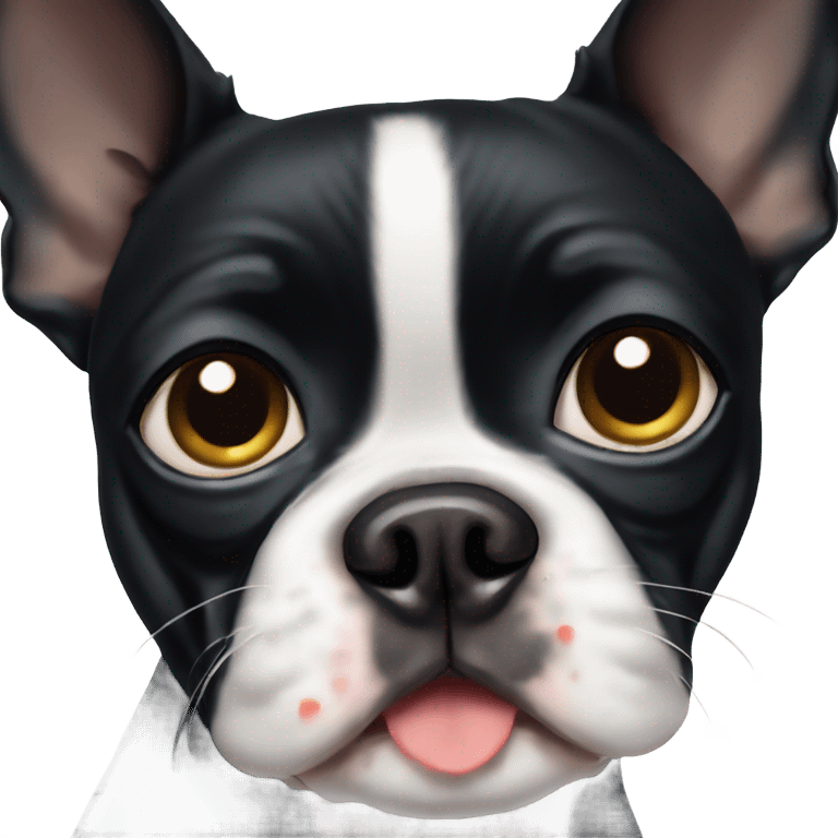 black Boston terrier with tears in his eyes emoji