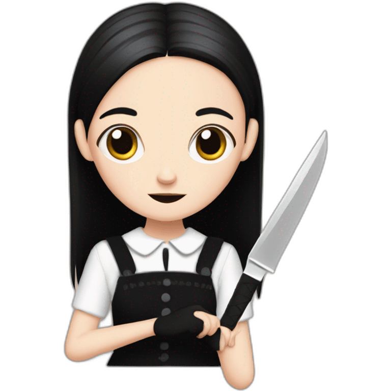 wednesday addams with a knife emoji