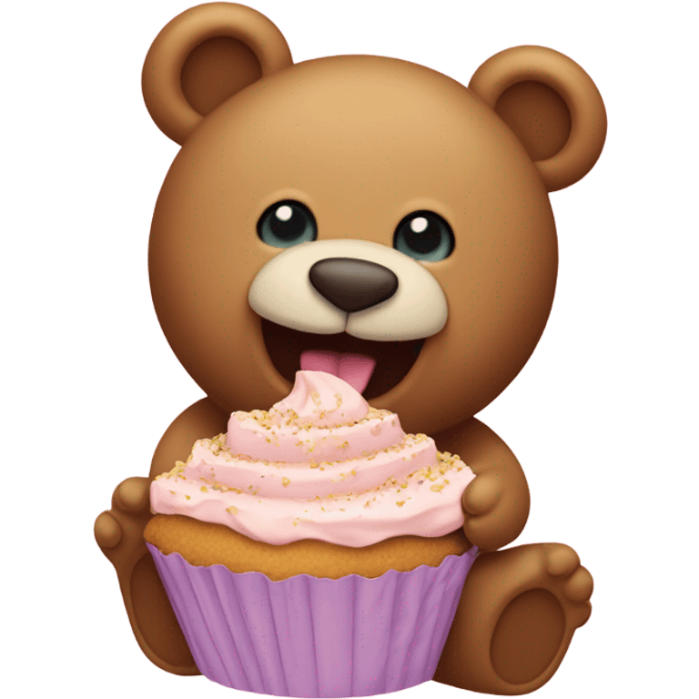 Teddy with eating emoji