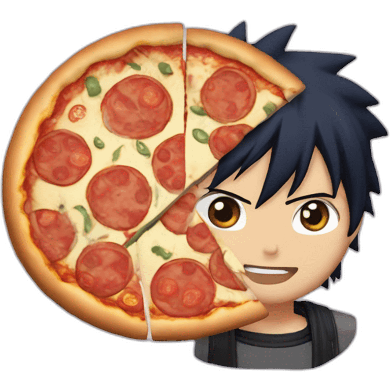 Sasuke Uciha with pizza emoji