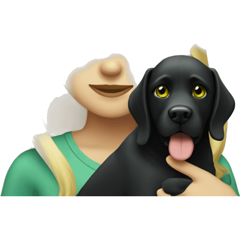 Blonde girl green eyes with black dog  emoji