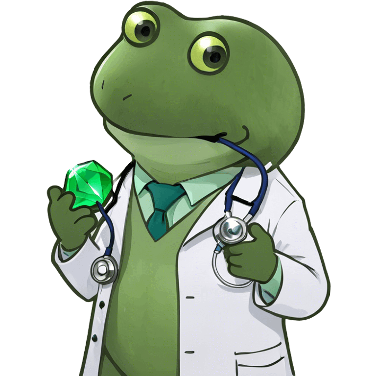 doctor bufo holding a green gem emoji