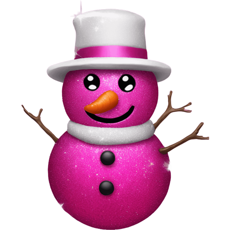 Hot pink snowman with glitter  emoji