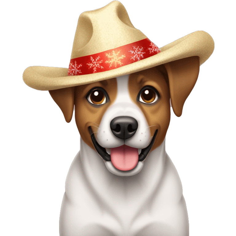 Perro con sombrero de navidad  emoji