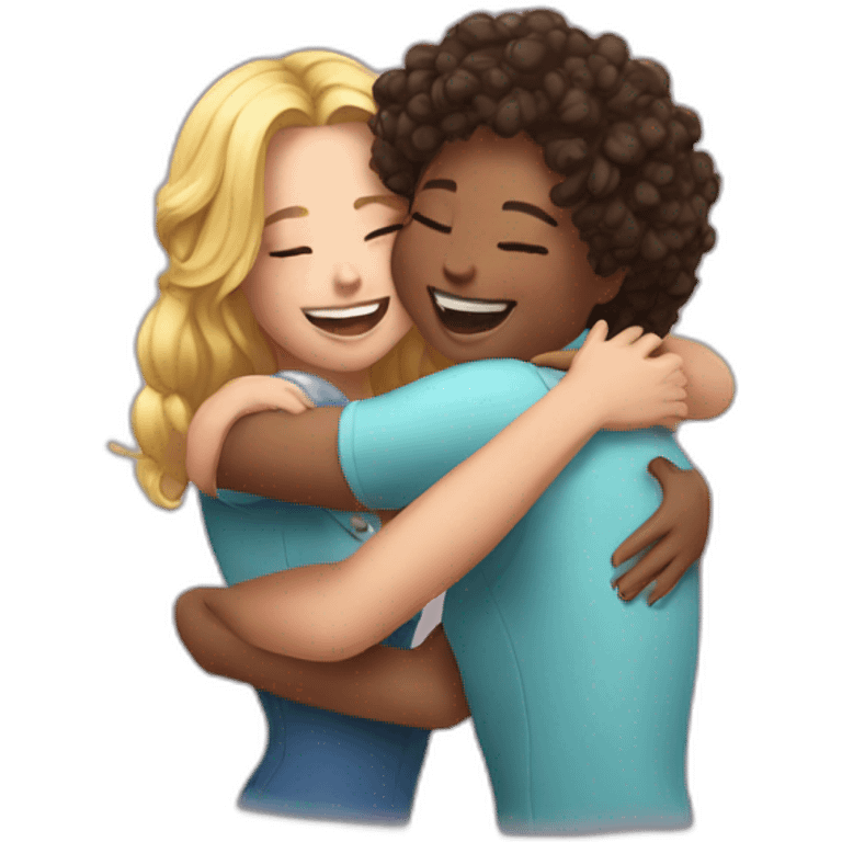 Happy hug girlfriends emoji