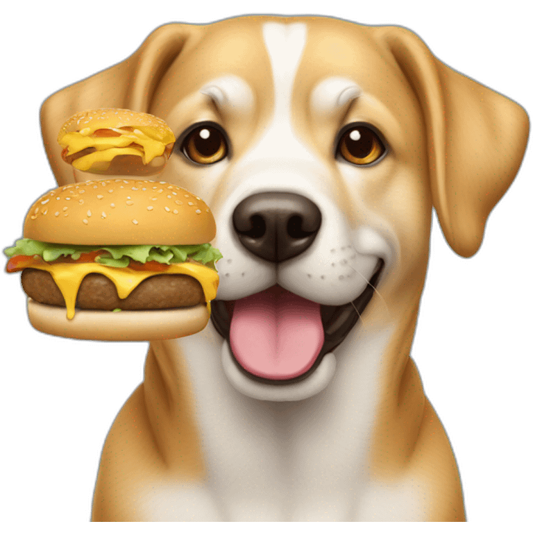 Chien qui mange un burger emoji