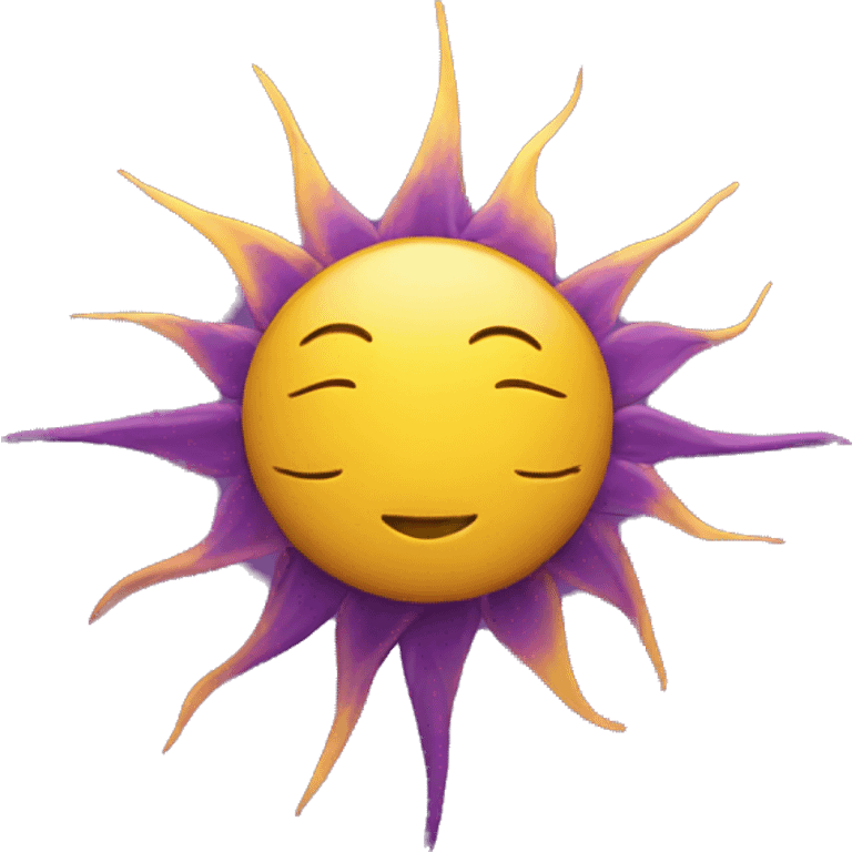 Yellow sun with purple designs emoji