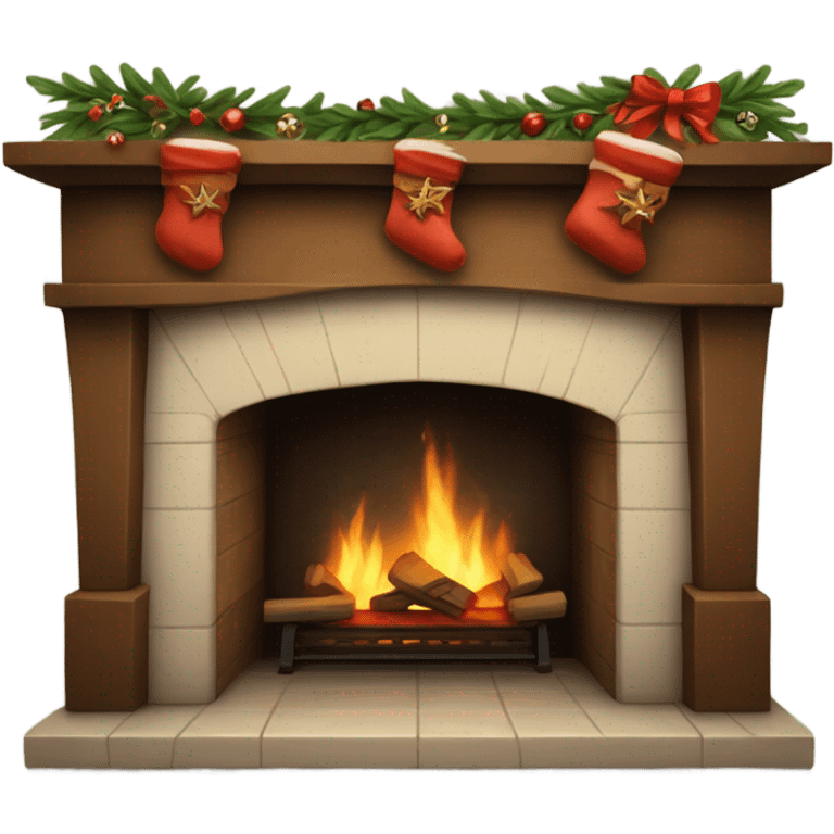 Realistic Christmas fireplace emoji