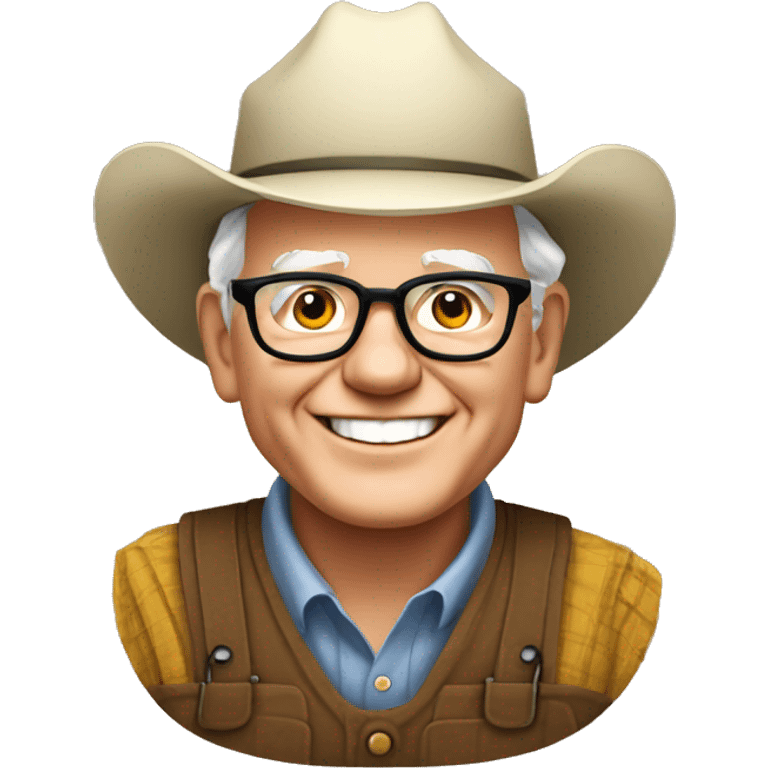 Warren Buffet as a farmer, smiling emoji