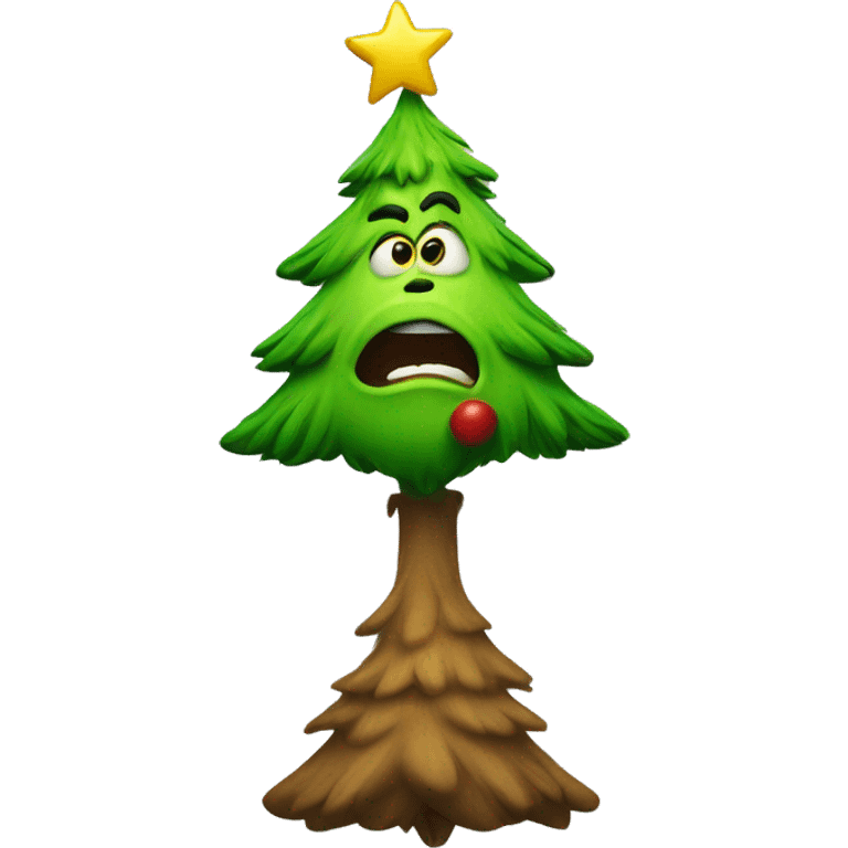 christmas tree with grinch emoji