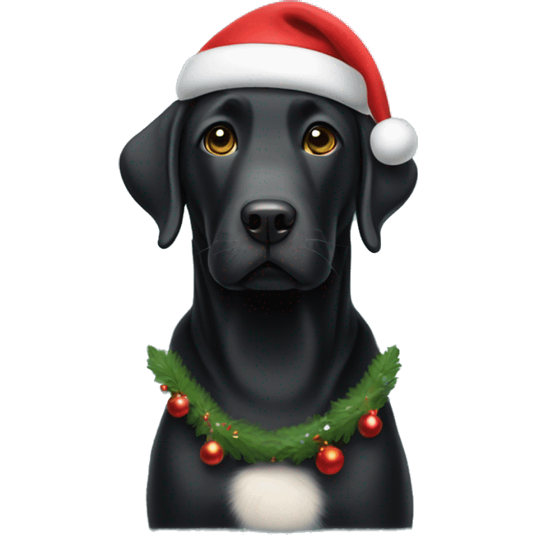 Black Labrador Retriever with a Christmas hat on  emoji