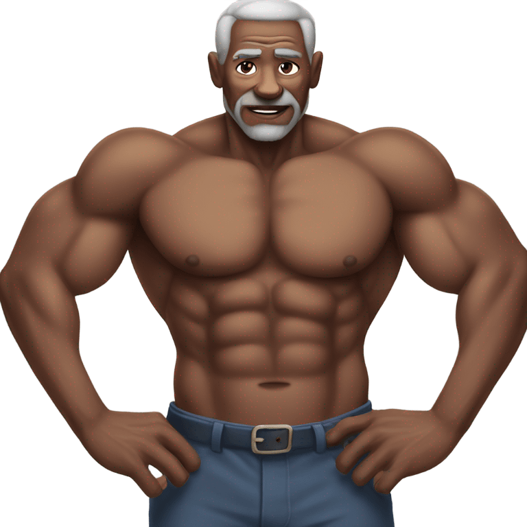 muscular old black man shirt off emoji