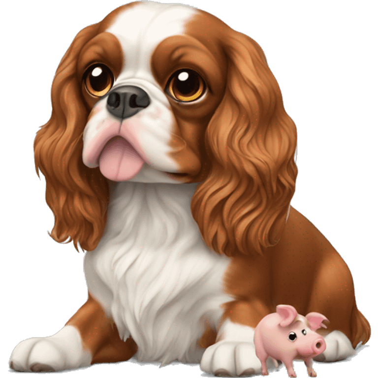 King Charles spaniel with a pig as a pet emoji