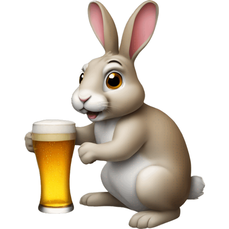 rabbit with beer emoji