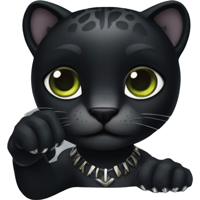 Black panther holding the number 0 in its paws emoji