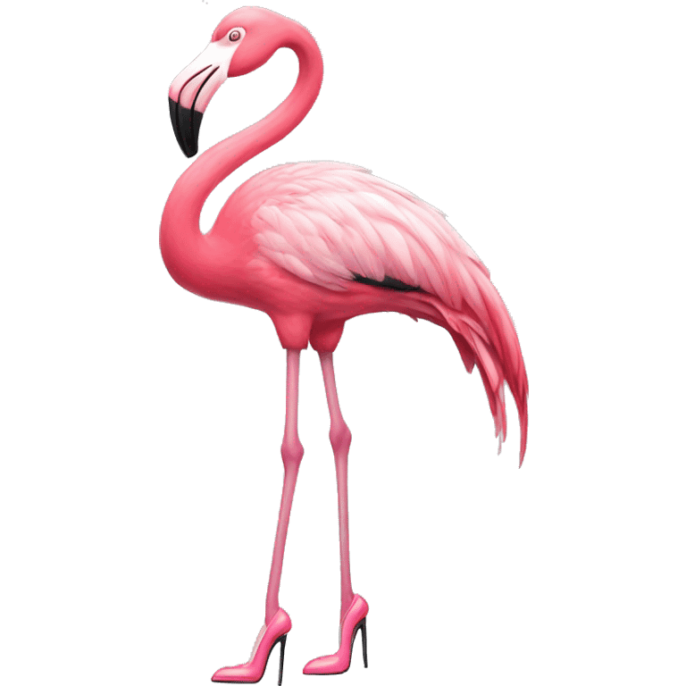 A flamingo wearing heels emoji