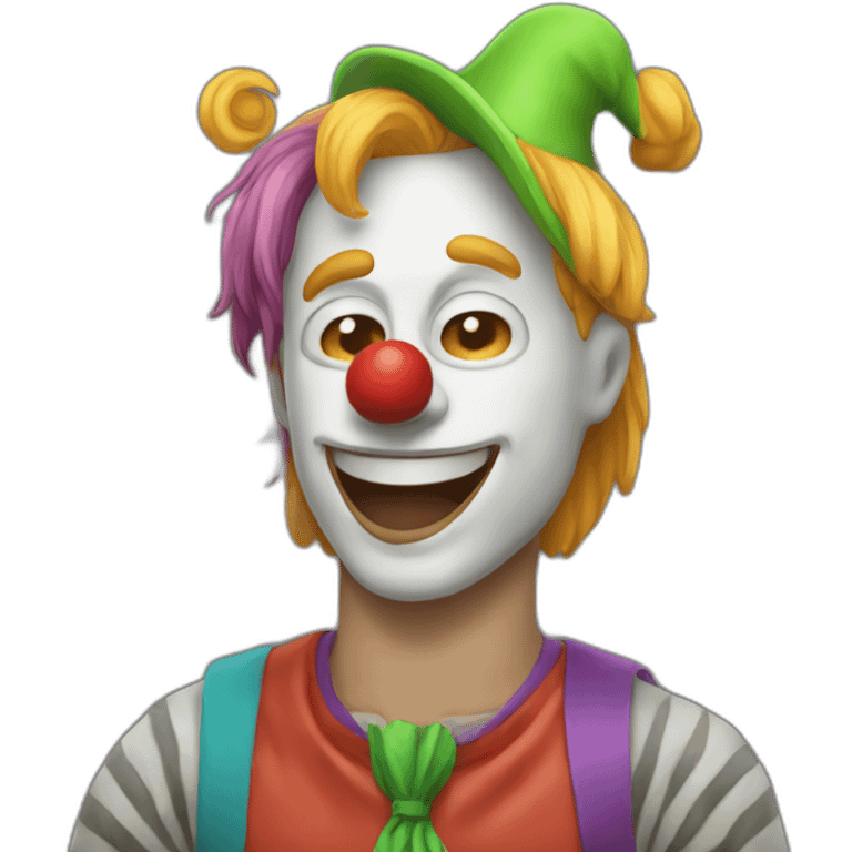 Guy with a clown mer emoji