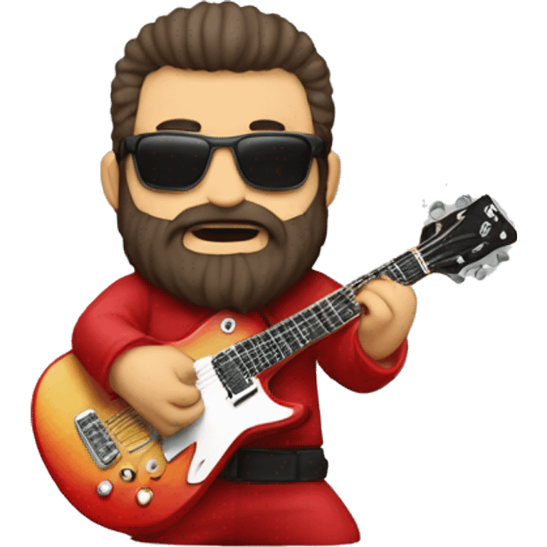 Un mutante barba roja tocando una guitarra eléctrica vestido rockero emoji