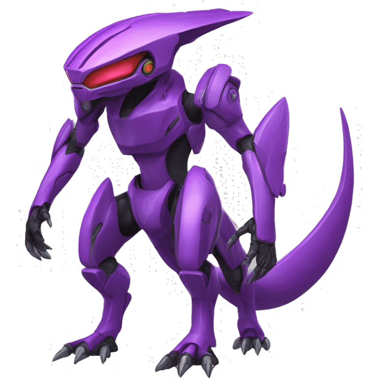 a Genesect-Raptor-Fakémon—hybrid with a futuristic visor-helmet full body emoji