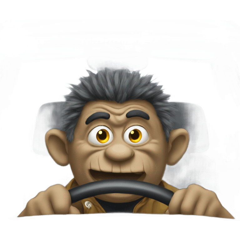 A troll driving a car emoji