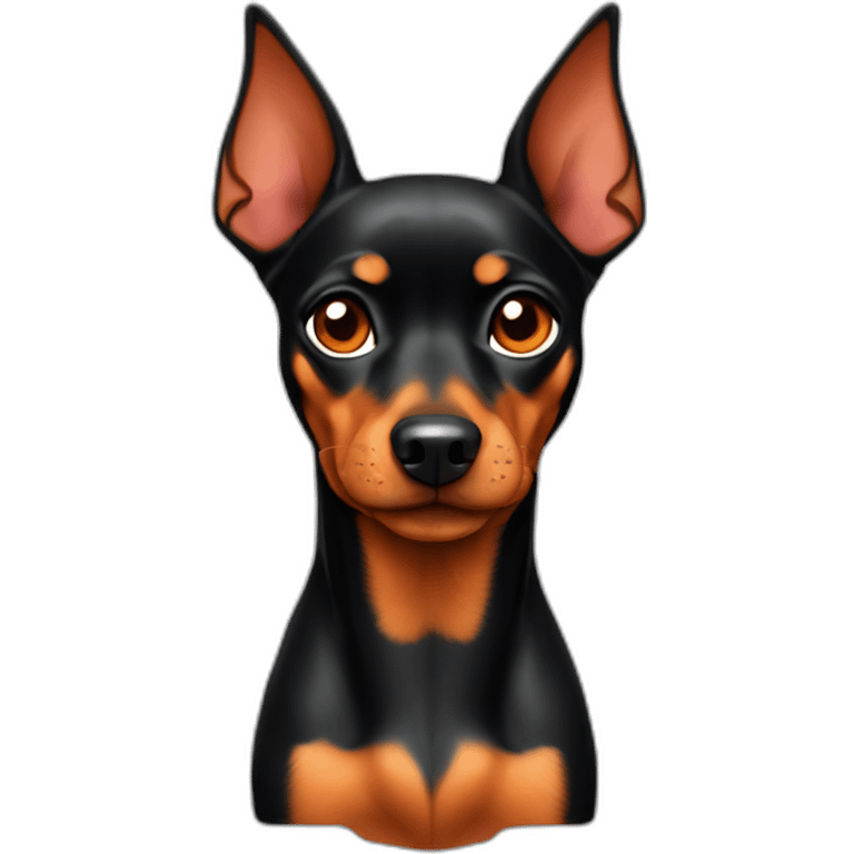 Pinscher dog, 18 years old, black and fire colour without a left eye  emoji