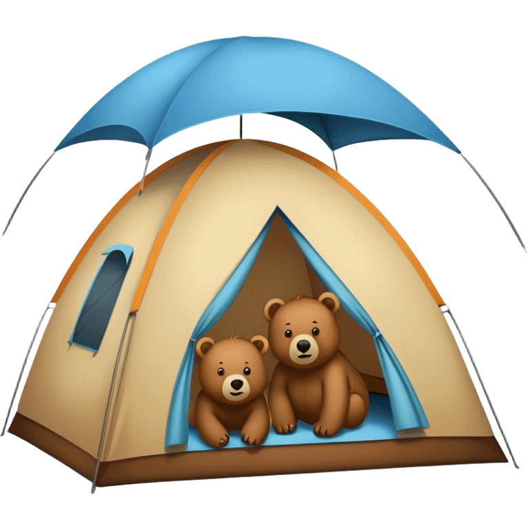 a tent with girls inside a bear outside  emoji