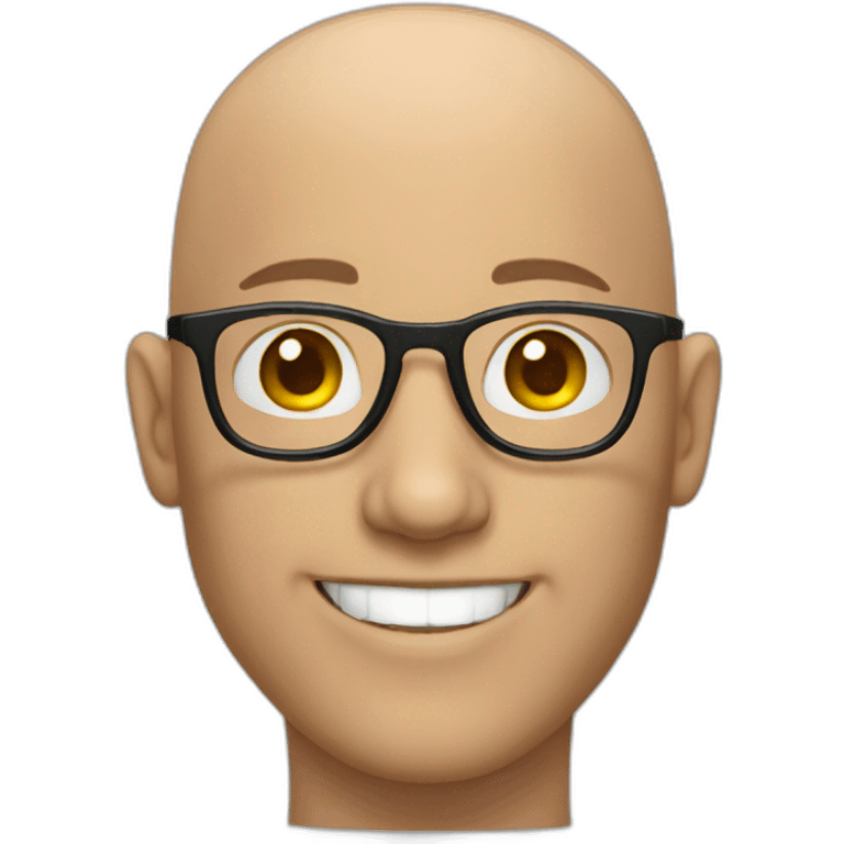 Bald man with glasses smiling emoji