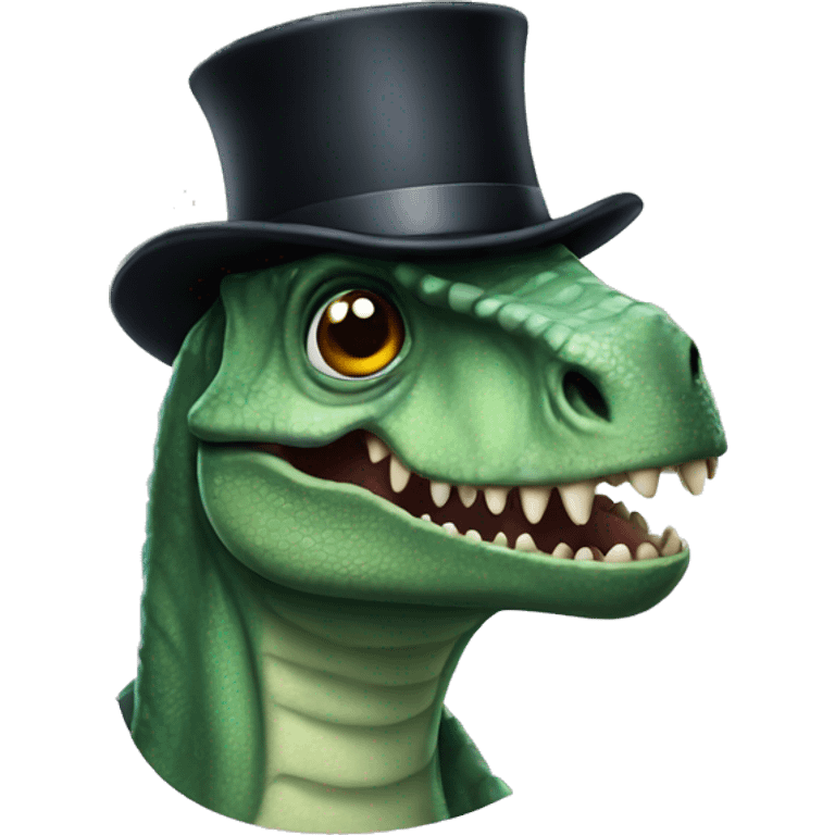 Dinosaur with top hat emoji