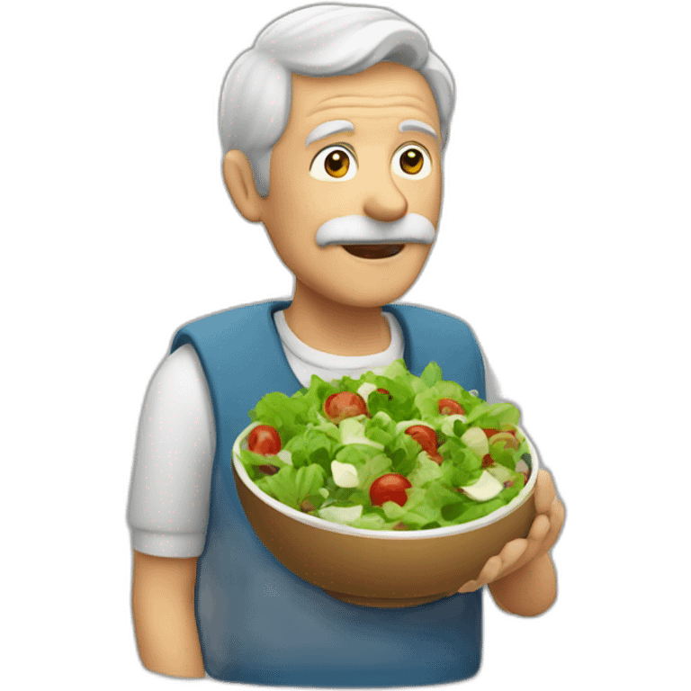 old man with bowl of salad emoji