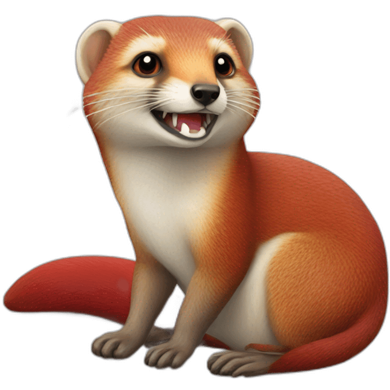 red and white cheerful mongoose on a pillow emoji