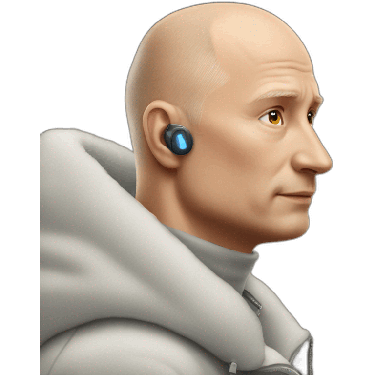 baldhead putin with airpods in his ears emoji