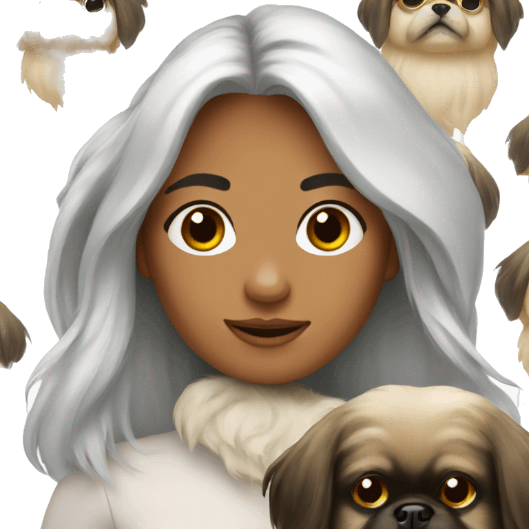 Women with Pekingese emoji