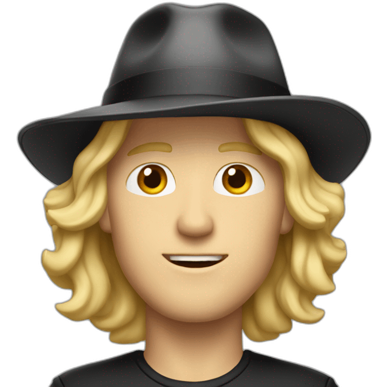 White man with blond hair wearing a fedora black hat emoji