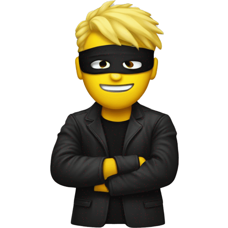 Yellow hair black masker Guy whit money bag and white black lines jacket  emoji