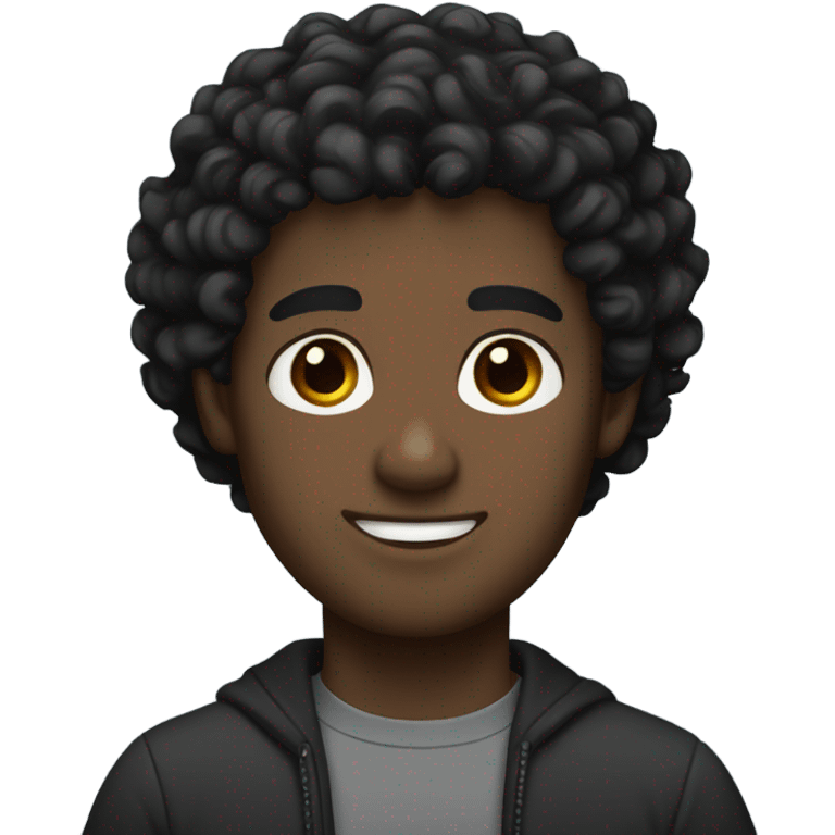 Curly black haired man with brown eyes emoji