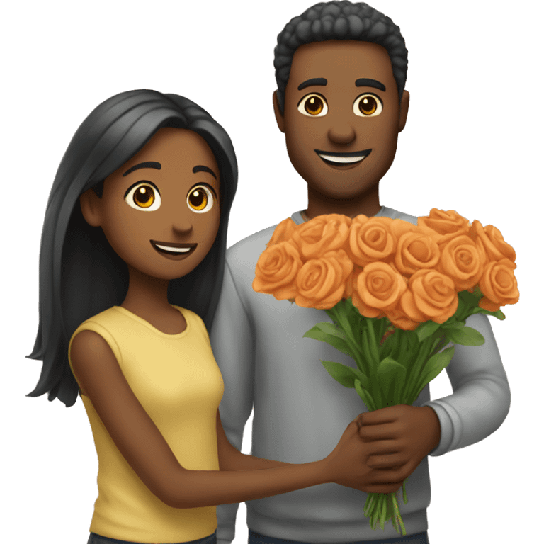 Man giving girl flowers  emoji