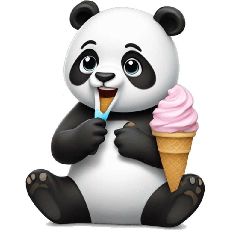 Panda eating ice cream emoji