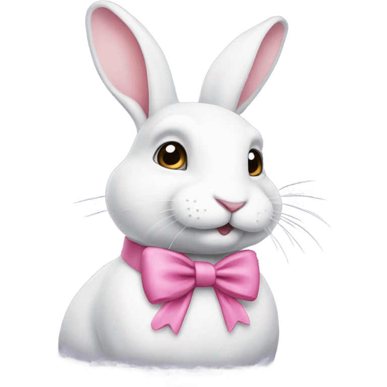 white rabbit with pink bow  emoji