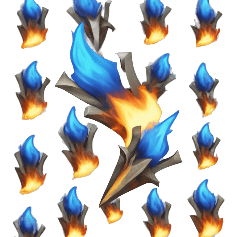 Blue flames in the background, two crossed daggers in the foreground emoji