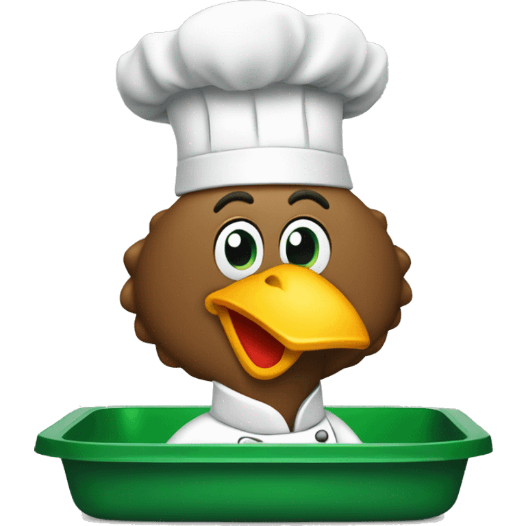 turkey chef with empty green tray emoji