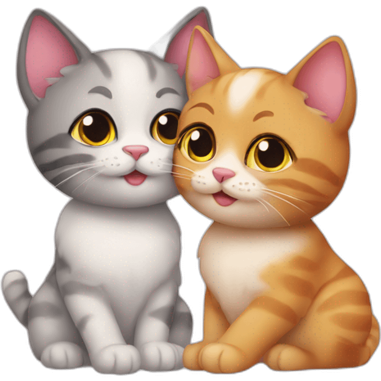 Two cute cats in love  emoji