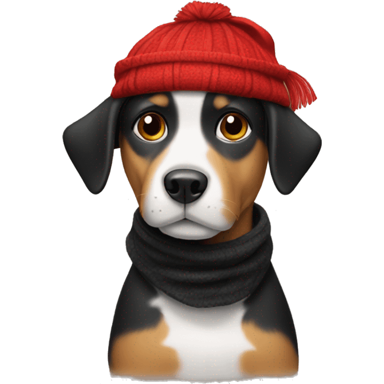 dog with red scarf and black cap emoji