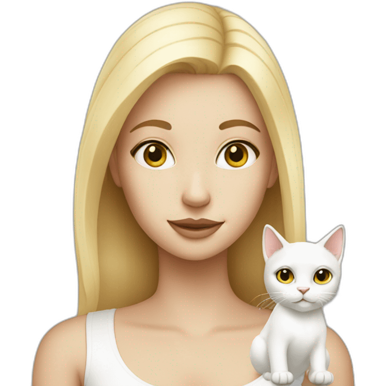 Blonde girl with white cat emoji