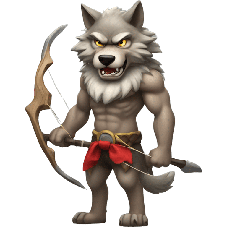 Angry wolf with a bow on its head, and strong physique  emoji